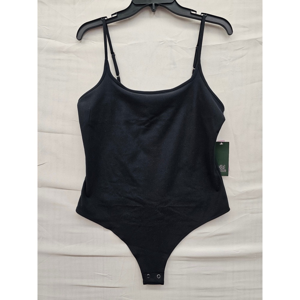 Wild Fable ButterBliss Black Bodysuit XXL NWT Adjustable Straps Scoop Neck Thong